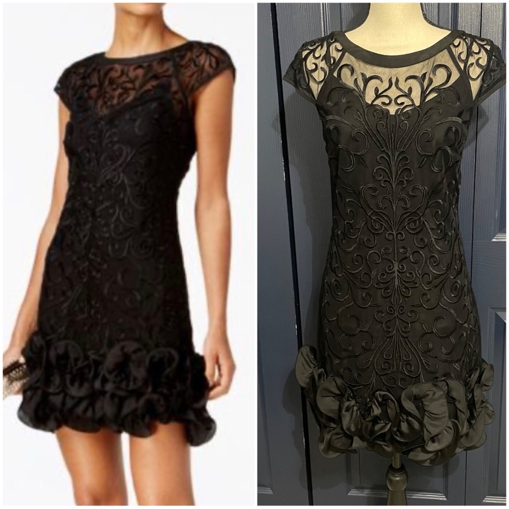 Black Guess Lace Embroidered Mesh Dress
